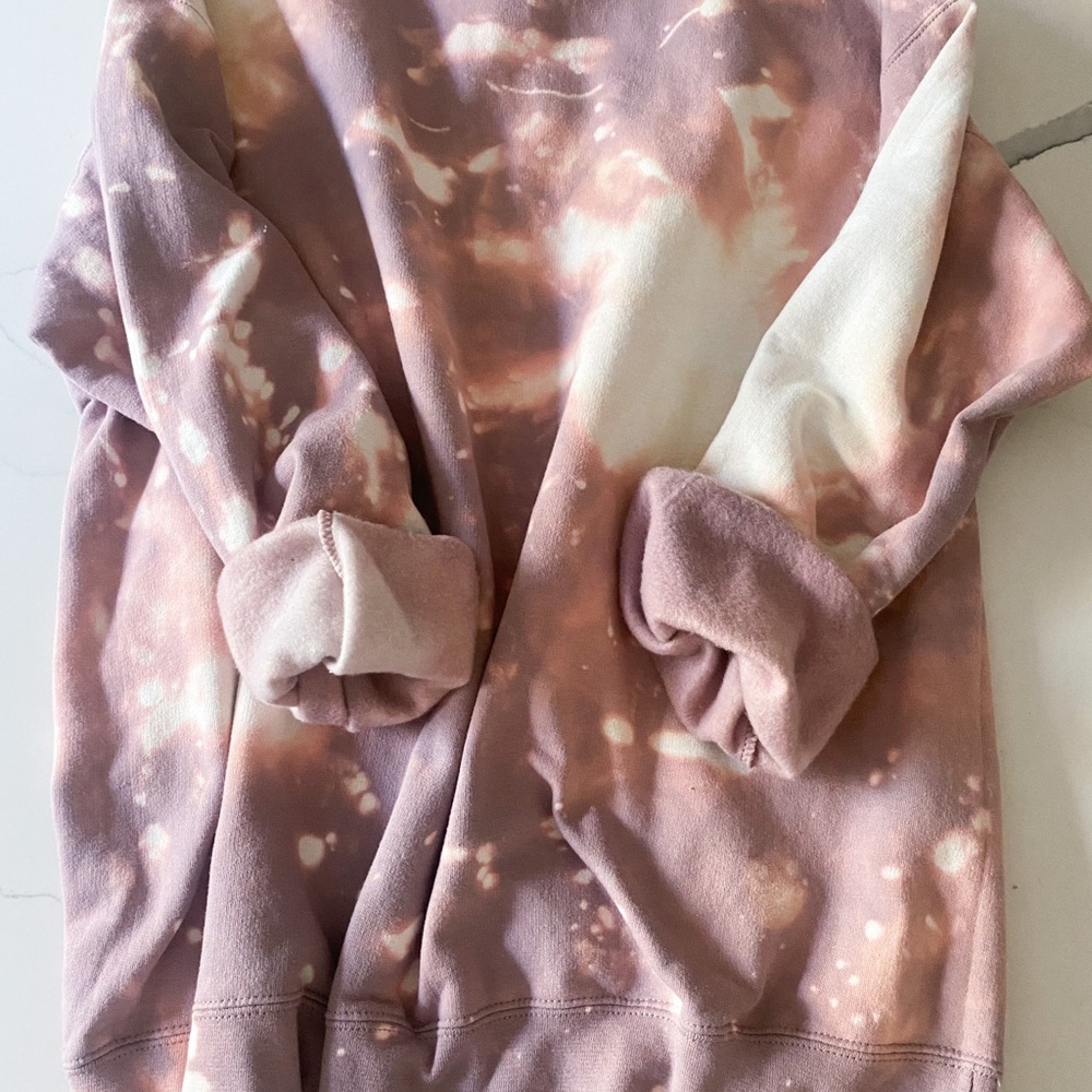 Cozy Pink Purple Cream Bleach-Dyed Women Sweatshirt
